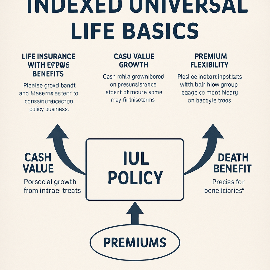 A family reviewing a retirement plan with an IUL policy illustration. Alt: Indexed universal life basics illustration