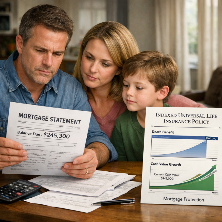 indexed universal life insurance mortgage protection visualization