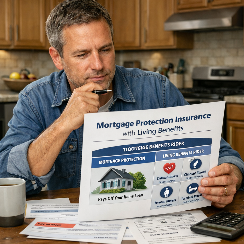 mortgage protection insurance with living benefits diagram