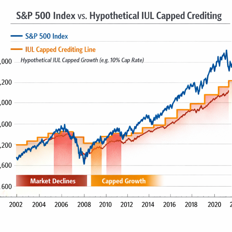 indexed universal life calculator showing historical index data and capped growth line