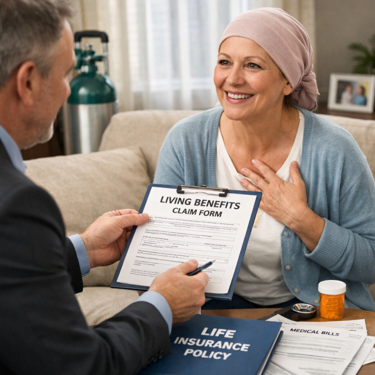 A photorealistic image related to living-benefits-life-insurance-for-cancer-survivors-claim. Alt: living-benefits-life-insurance-for-cancer-survivors-claim