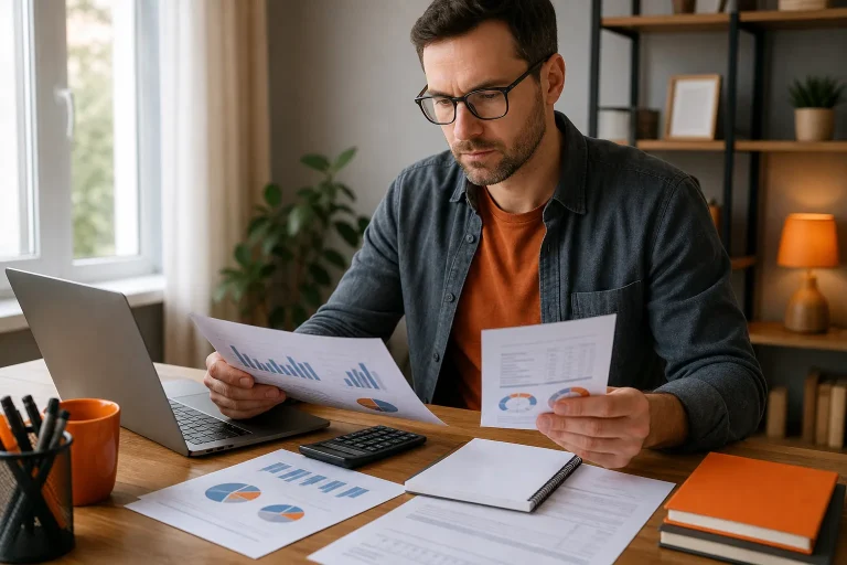 Freelancer reviewing indexed universal life insurance and income protection options
