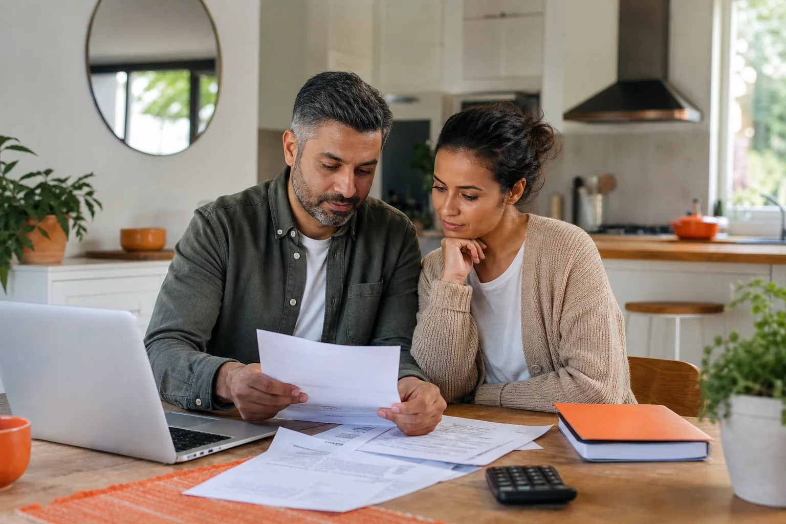 Small business owner reviewing mortgage protection insurance coverage at home
