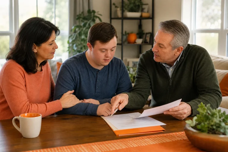 Family discussing a special needs trust to help protect a loved one’s benefits.
